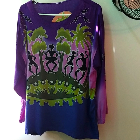 Tops - 100% Rayon Tropical Island Tunic XL